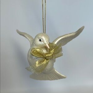 Elegant Gold and White Bird Ornament